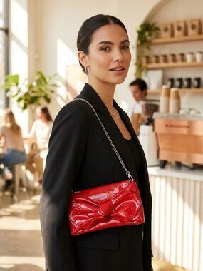 Aldo Red Shoulder Bag Fold Snap Closure Purse